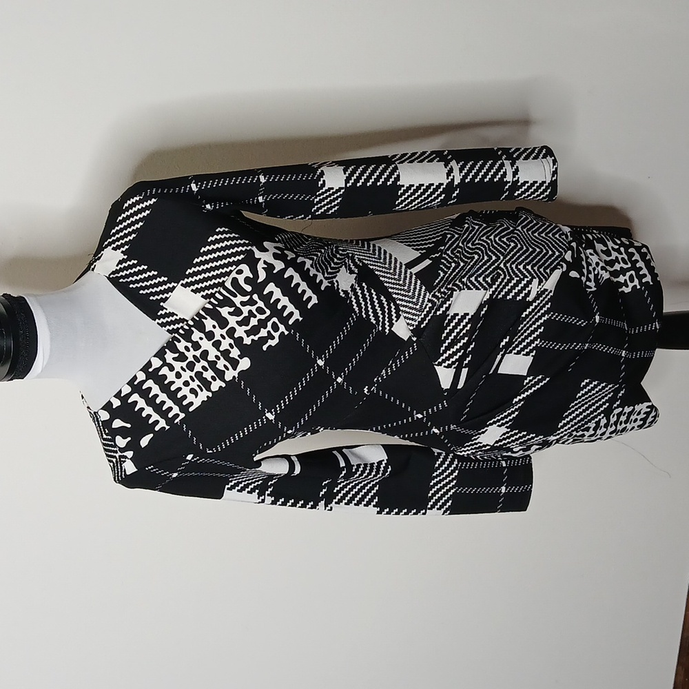 Order Plus black and white printed plaid dress size small